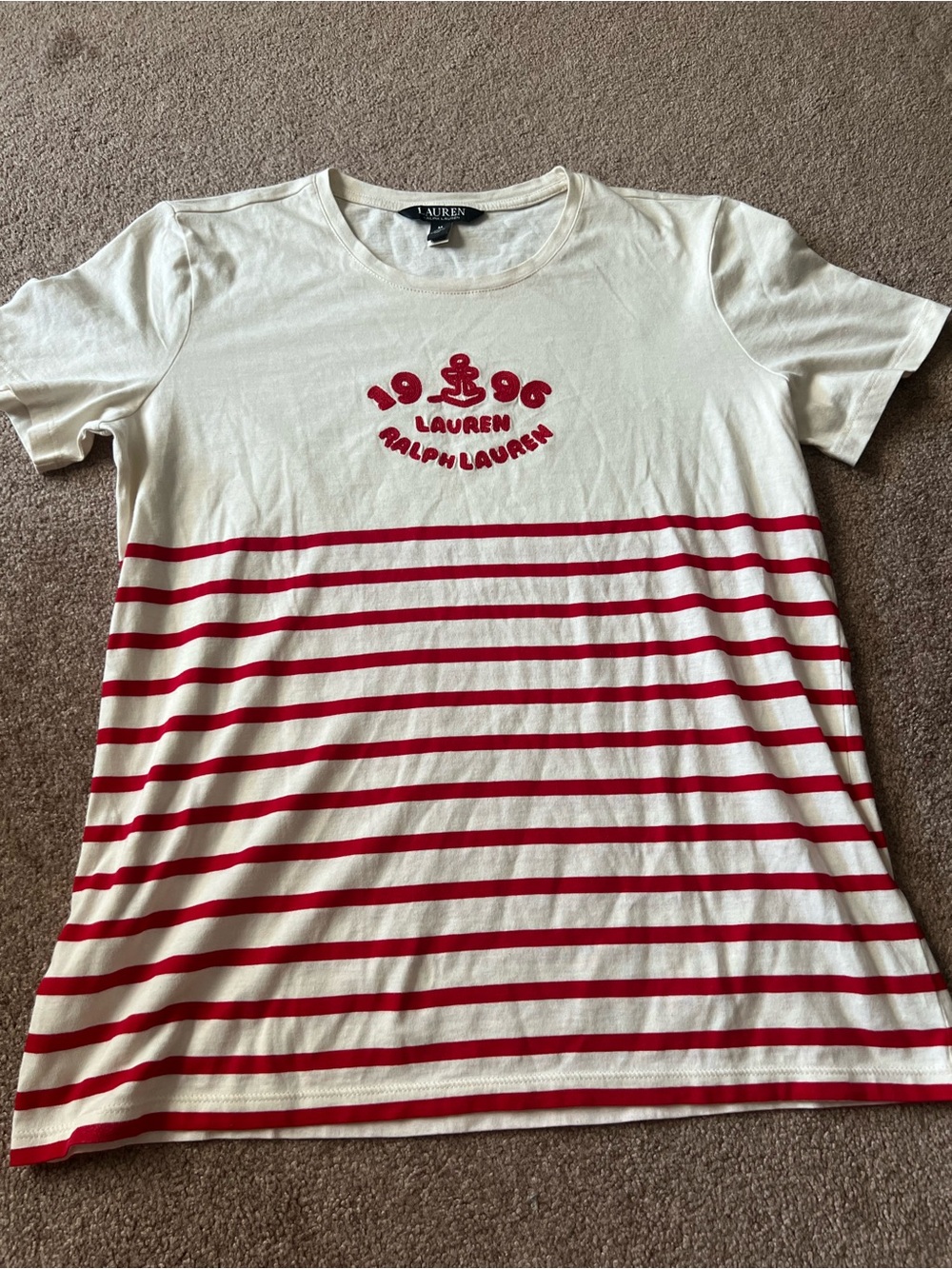 Lauren Ralph Lauren Women’s Cream & Red Striped Tee